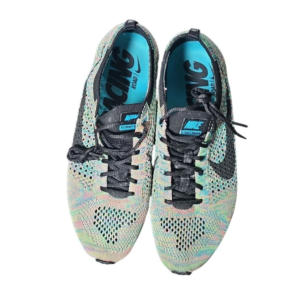 Nike Flyknit‎ Racer Multicolor 2.0 Mens Running Shoes 526628-304 Size 7.5